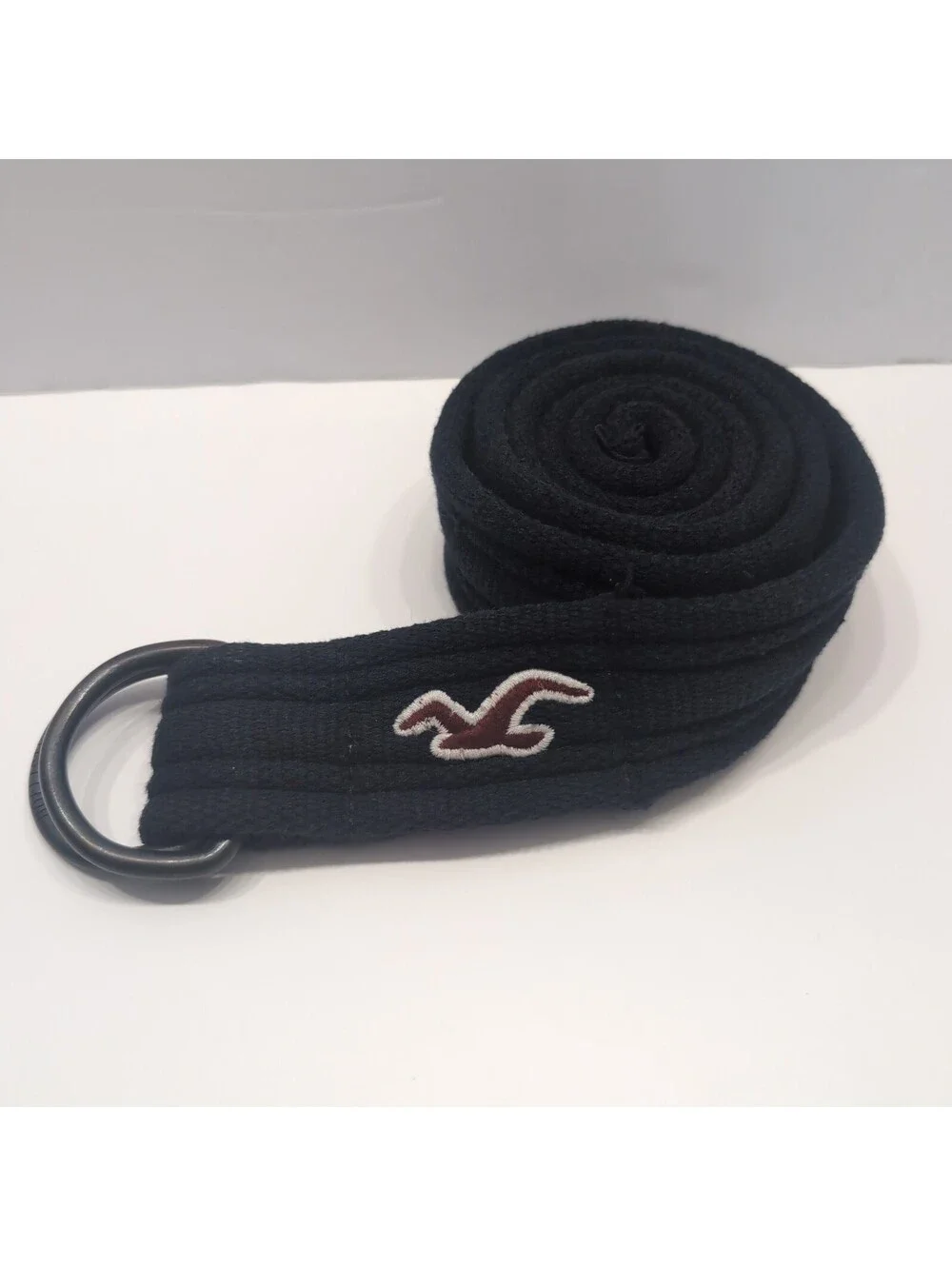 Y2K Hollister Cloth Belt Double D Ring Navy  Blue Red Bird L/XL 48